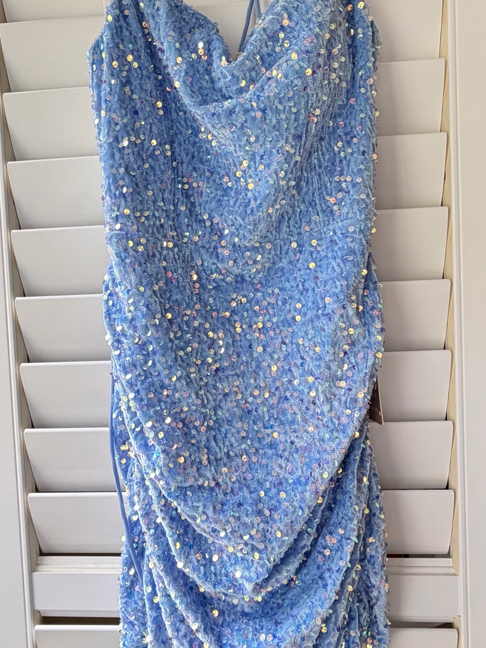Light Blue Sequin Mini Dress - Women